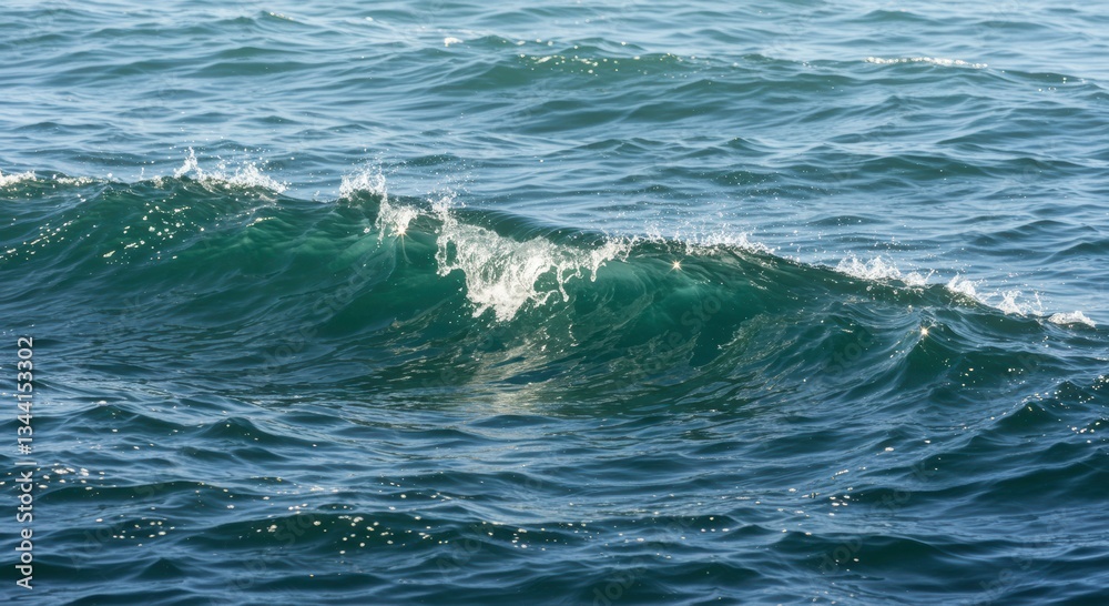 Fototapeta premium Dramatic Ocean Wave Crashing Blue Water Texture Sea Surface Nature Photography