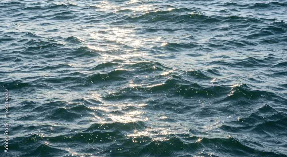 Fototapeta premium Sparkling Ocean Water Surface Texture Glistening Waves Sunlit Sea