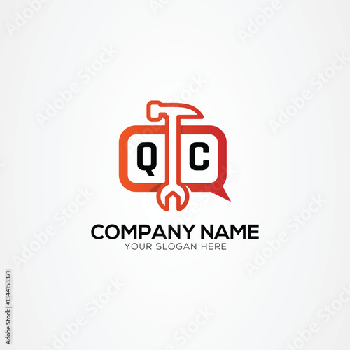 Services Icon or Chat Logo With Letter QC Logo Isolated Vector Illustration