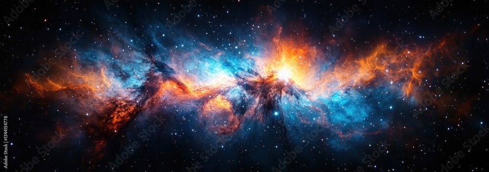Celestial Nebula with Stars in a Vibrant Universe of Blue and Purple Hues Celestial Nebula with Stars in a Vibrant Universe of Blue and Purple Hues
