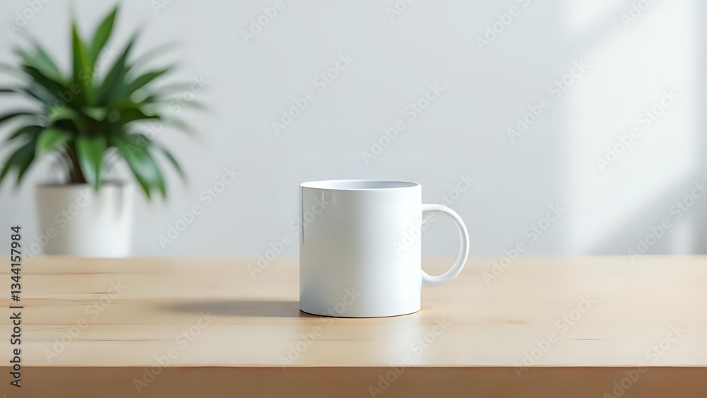Obraz premium Simple White Ceramic Mug with Neutral Background