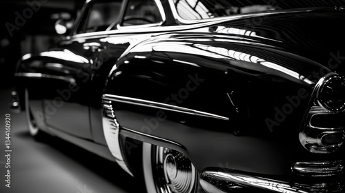 Vintage Car: Classic Automobile with Chrome Details at Car Exhibition - Automotive Photography of a Historic Vehicle