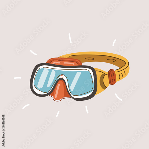 Cartoon vector illustration of a swimming mask, celebrating the spirit of aquatic adventure