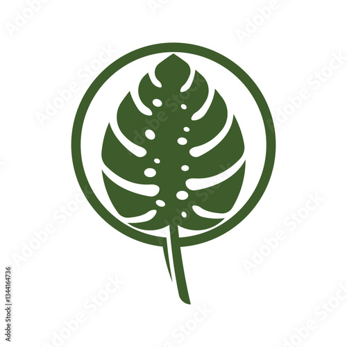 Monstera leaf logo vector design