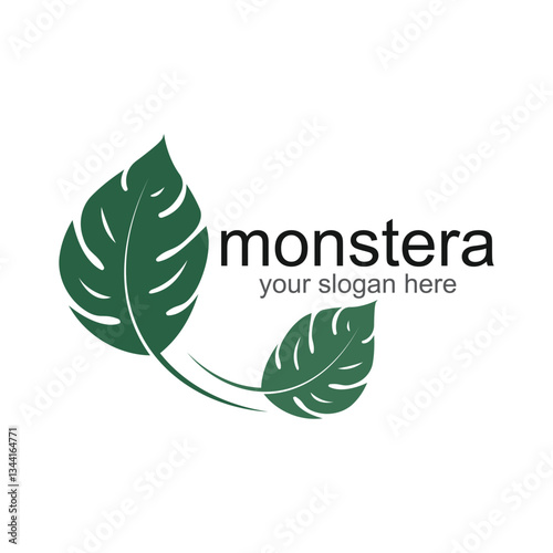 Monstera leaf logo vector design