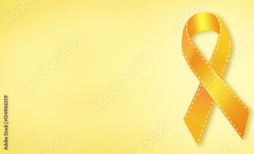 Fight against childhood cancer - ribbon on yellow color background 1