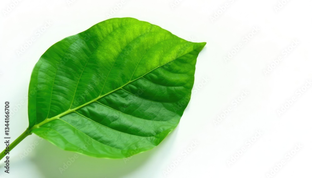 Obraz premium Large green leaf on white background isolated, leafy, leaves, flora