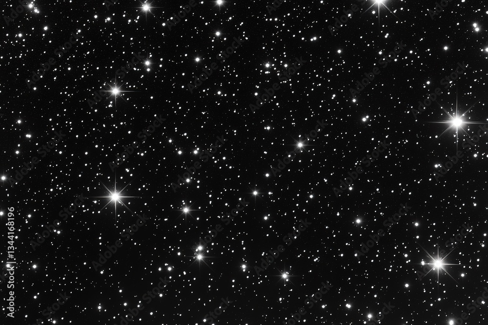 Fototapeta premium Sparkling Night Sky Seamless Starry Pattern Background Texture for Design