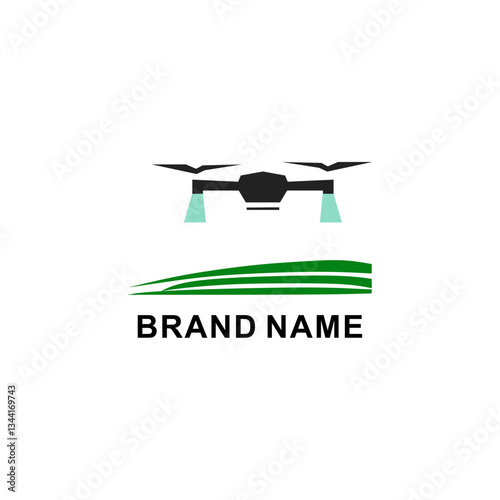 Illustration of irrigation drone spraying in the field