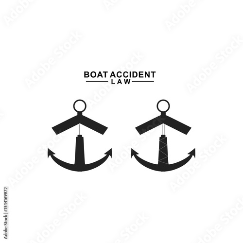Anchor Icon Set. Simple Anchor Design with Harbor House