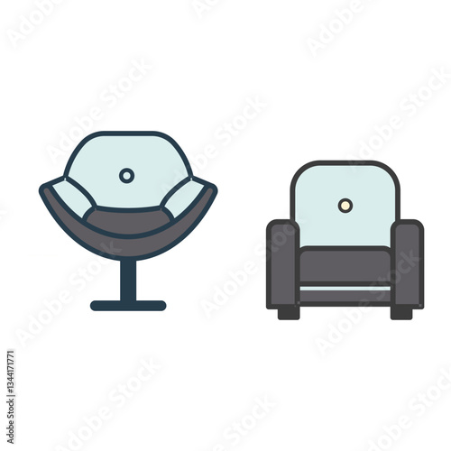 Front view line chair icon