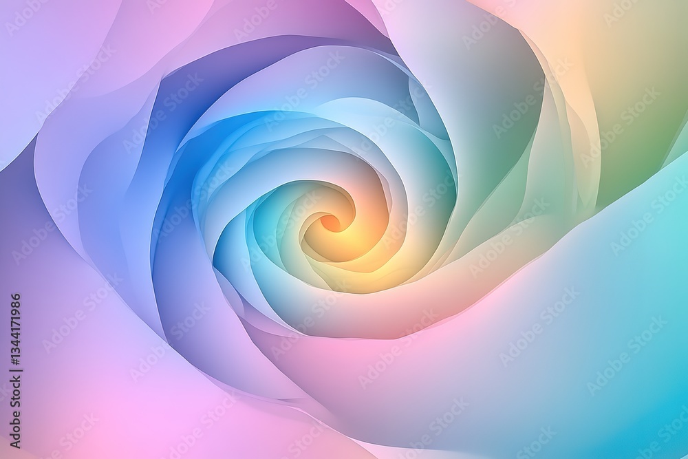 Obraz premium Abstract Pastel Swirl Soft, Colorful Spiral Background Design for Branding