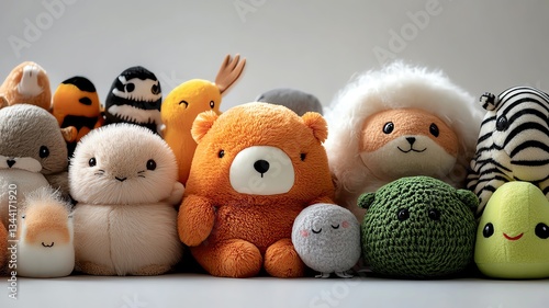 Collection of cute handmade plush toys.