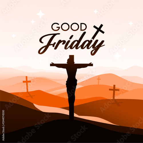 Beautiful good Friday cultural background for spiritual belief and faith vector.Good Friday Christian holiday concept with Jesus. Best For greeting card, banner, poster, logo vector illustration.
