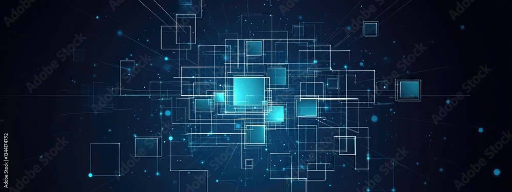 Fototapeta premium Futuristic Network of Interconnected Squares