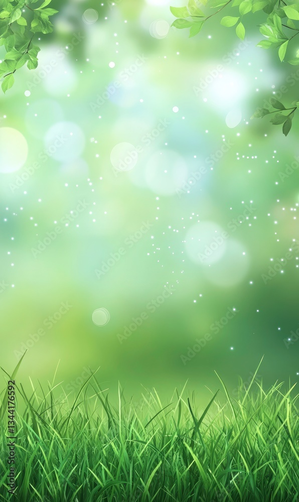Lush Green Grass Meadow with Soft Bokeh Background Lush Green Grass Meadow with Soft Bokeh Background