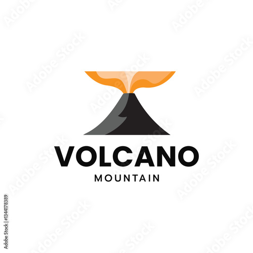 Volcano mountain logo, Volcano eruption logo design.