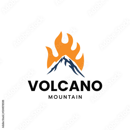 Volcano mountain logo, Volcano eruption logo design.