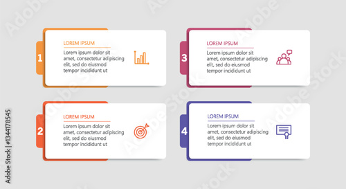 Business infographic design template with 4 options, steps or processes. Can be used for workflow layout, diagram, annual report, web design	
