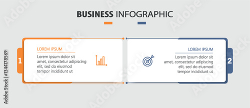 Business  infographic template with icons and 2 options or steps	
