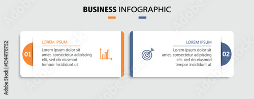 Business  infographic template with icons and 2 options or steps	
