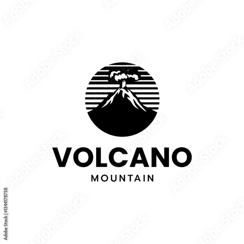 Volcano mountain logo, Volcano eruption logo design.