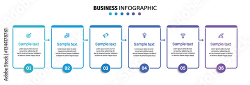 Business vector infographic design template with icons and 6 options or steps	
