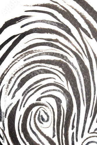 Thick Ink Pen Black Swirly Wavy Lines on White Background Zebra Skin Shapes