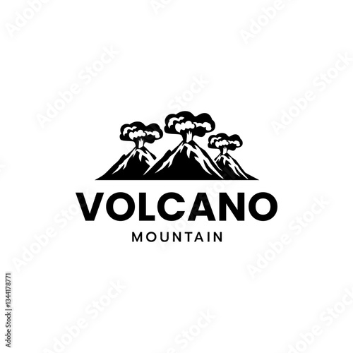 Volcano mountain logo, Volcano eruption logo design.