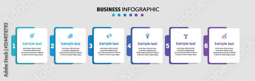 Business vector infographic design template with icons and 6 options or steps	
