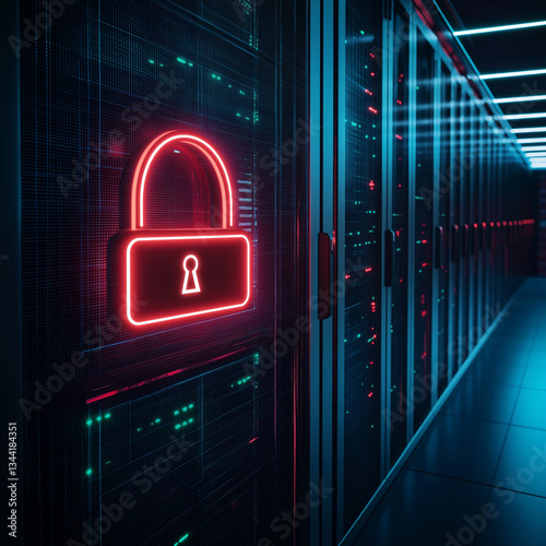 Cybersecurity Alert: Glowing Neon Unauthorized Access Warning risk hack virus threat hacker system  
