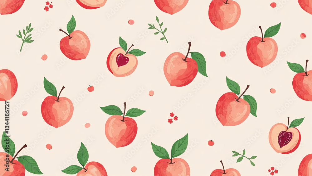seamless peach pattern combines modern design elements various surfaces like paper cover fabric vector illustration seamless peach pattern combines modern design elements various surfaces like paper cover fabric vector illustration