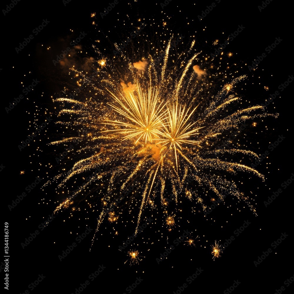 Fototapeta premium Spectacular Golden Fireworks Display at Night Festive Celebration