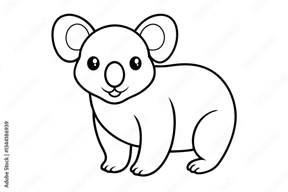 Naklejka premium Cute Koala One-Line Drawing