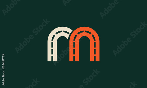Letter M pathways monogram vector logo design