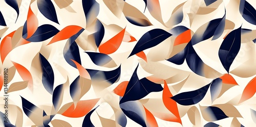 Wallpaper Mural Abstract jungle leaves seamless pattern with vines in an orange, beige, and blue color palette Torontodigital.ca