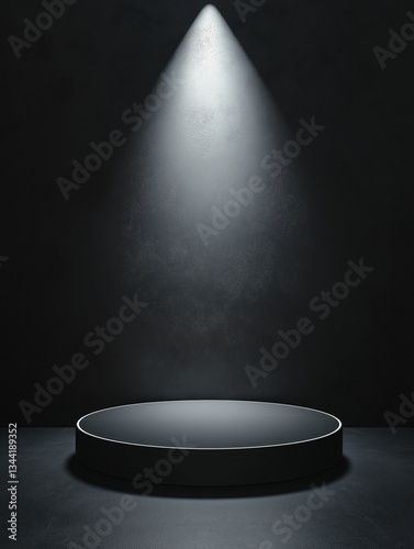 Dramatic Lighting Empty Product Showcase Podium for Elegant Product Displays and Presentations.     