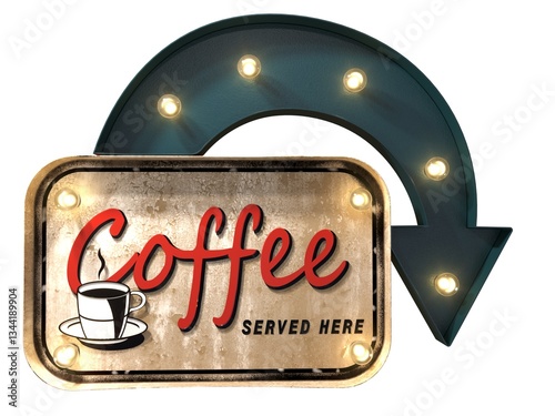 Roadside cafe sign, vintage billboard