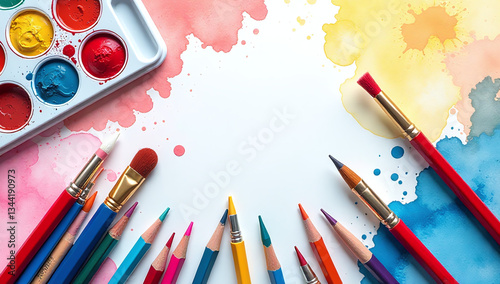 trendy art supplies come various forms including paints pencils colorful brushes watercolor