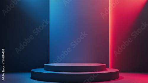 Dramatic Lighting Empty Product Showcase Podium for Mockups, Presentations, and Advertising. Ideal  