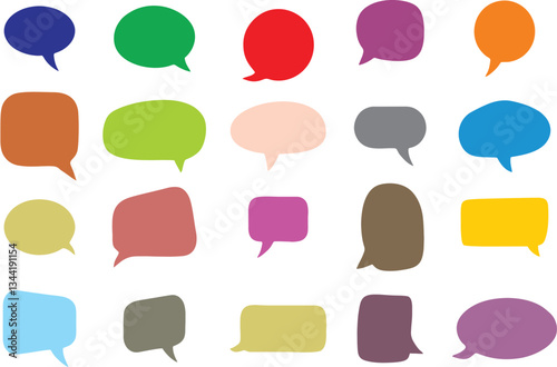  Speech or Speak bubble for text, cartoon chatting box, message box. Blank empty speech bubbles. Cartoon balloon word design for android apps or web services. Easy to change color, EPS 10.