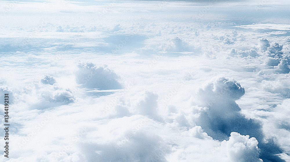 Serene sky view showcasing fluffy clouds against a bright blue backdrop, evoking tranquility Serene sky view showcasing fluffy clouds against a bright blue backdrop, evoking tranquility