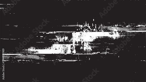 Vector Monochrome Digital Glitch Matrix Background with Corrupted Pixels, Static Noise, and Abstract Cyber Distortion
