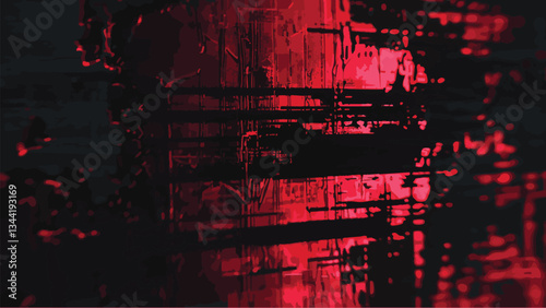 Vector Futuristic Cyberpunk Glitch Screen with Pixelated Digital Noise, Broken Data Patterns, and Abstract Matrix Distortion
