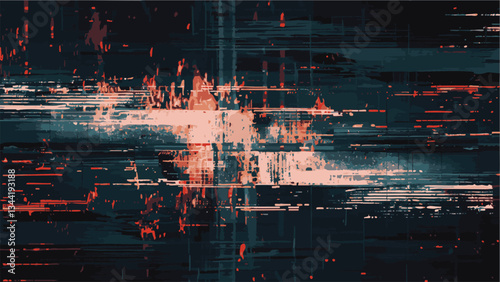 Vector Digital Glitch Matrix Background with Distorted Pixels, Data Noise, and Cybernetic Screen Malfunction