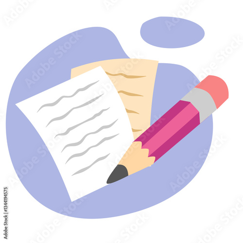 Illustration flat Content Marketing pencil and paper