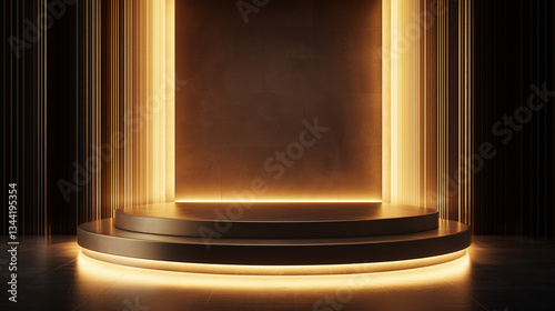 Dramatic Lighting Empty Product Showcase Podium for Mockups, Branding, and Advertising 3d dark grey 