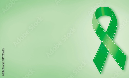 Fight against liver cancer - ribbon on green color background 1
