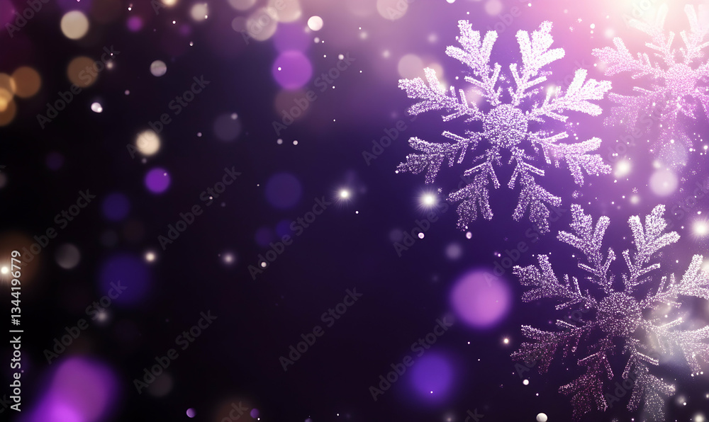 Sparkling purple snowflakes on a bokeh background, perfect for winter holidays, Christmas, and New Year's designs. Sparkling purple snowflakes on a bokeh background, perfect for winter holidays, Christmas, and New Year's designs.