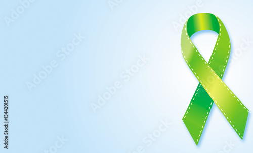Fight against lymphoma cancer - ribbon on light blue background 2
